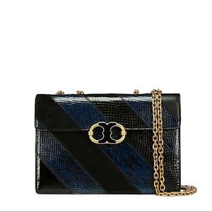 Gemini Link Chain Snake-Embossed Shoulder Bag